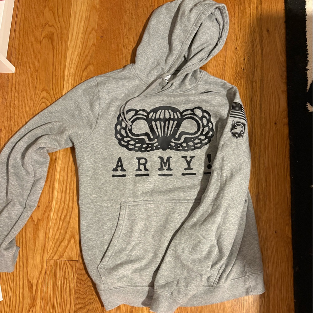 Gray Nike Army Hoodie with Black Print